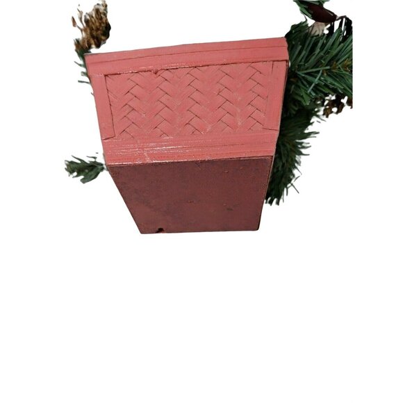 Miniature Christmas Tree In Red Basket W/ Pinecones Birds & Pink Ribbon Decor 20 - Picture 6 of 6